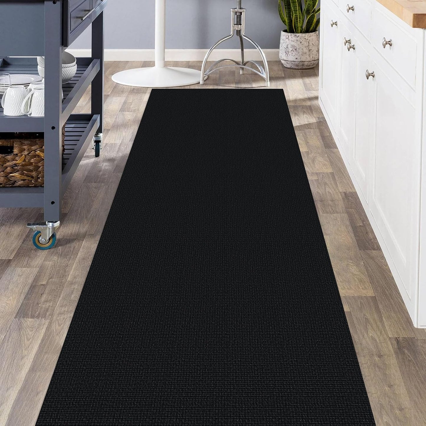 KOZYFLY Washable Runner Rug 3x8 ft Hallway Kitchen Runner Rugs with Rubber Backing Bobo Non Slip Entryway Runner Indoor, Carpet Runners for Hall Entryway Bedroom, Black