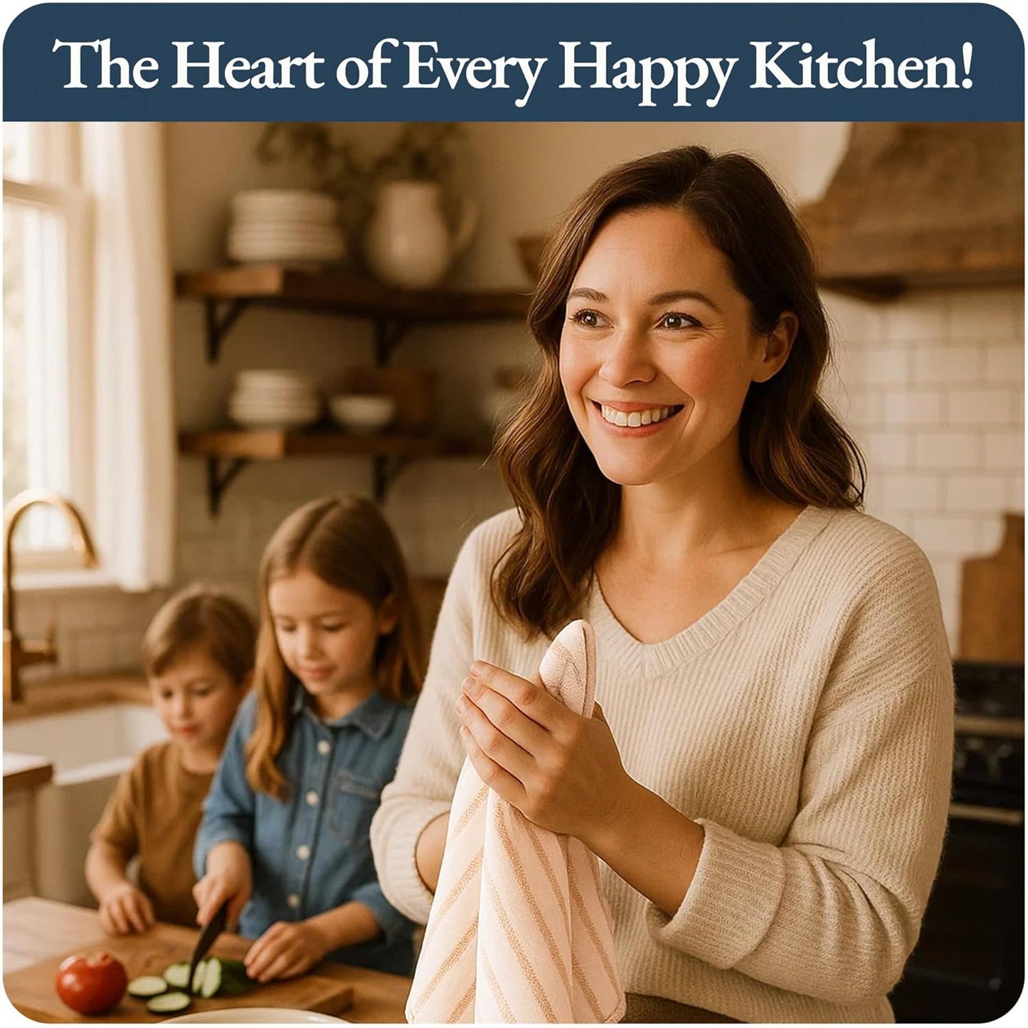 LANE LINEN Kitchen Towels Set - Pack of 4 Cotton Dish Towels for Drying Dishes, 18”x 28”,Absorbent Tea Towels, Quick Drying Kitchen Towel Set - Coral