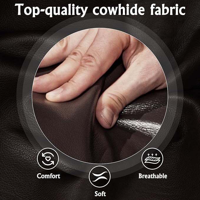 Home Theater Seating, Living Room, Heat & Massage, Powered Headrest, Powered Lumbar, Italian Leather, Powered Recline, Single Recliner (Black, Row of 4 Loveseat Left)