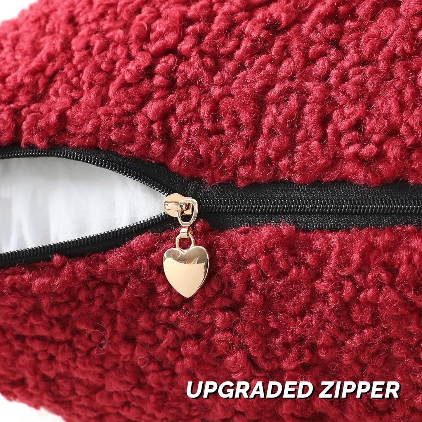 FUTEI Maroon Throw Pillow Covers 16x16 Inch Set of 2,Furry Faux Fur Teddy Boucle Textured Cushion Covers,Soft Fluffy Decorative Pillow Case,Home Decor for Couch Bed Living Room Office Car