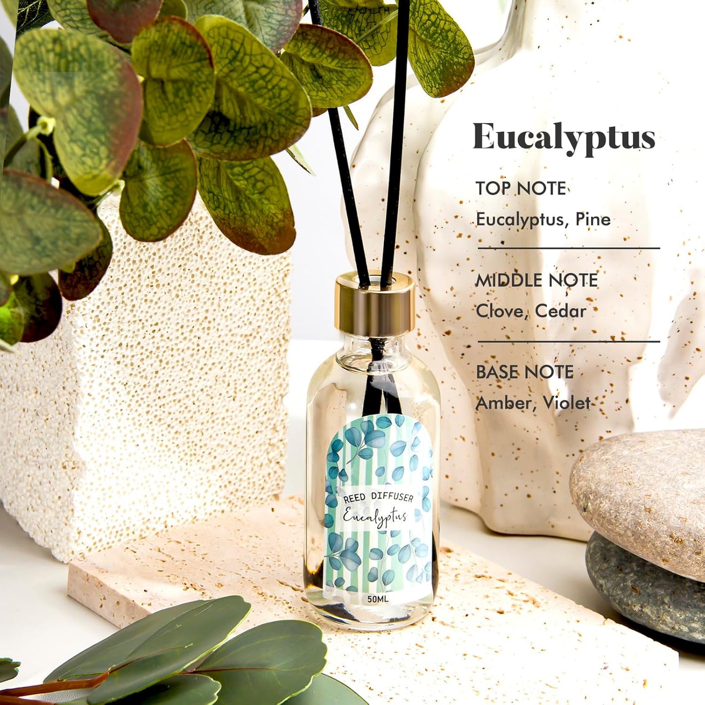 3 Pack Reed Diffuser Set, Linen Eucalyptus Citrus Scented Oil Reed Diffusers for Home, Bathroom, Office Decor, Aromatherapy Diffuser with 15 Sticks, 1.7 Fl. Oz Each, Total 5.1 Fl. Oz