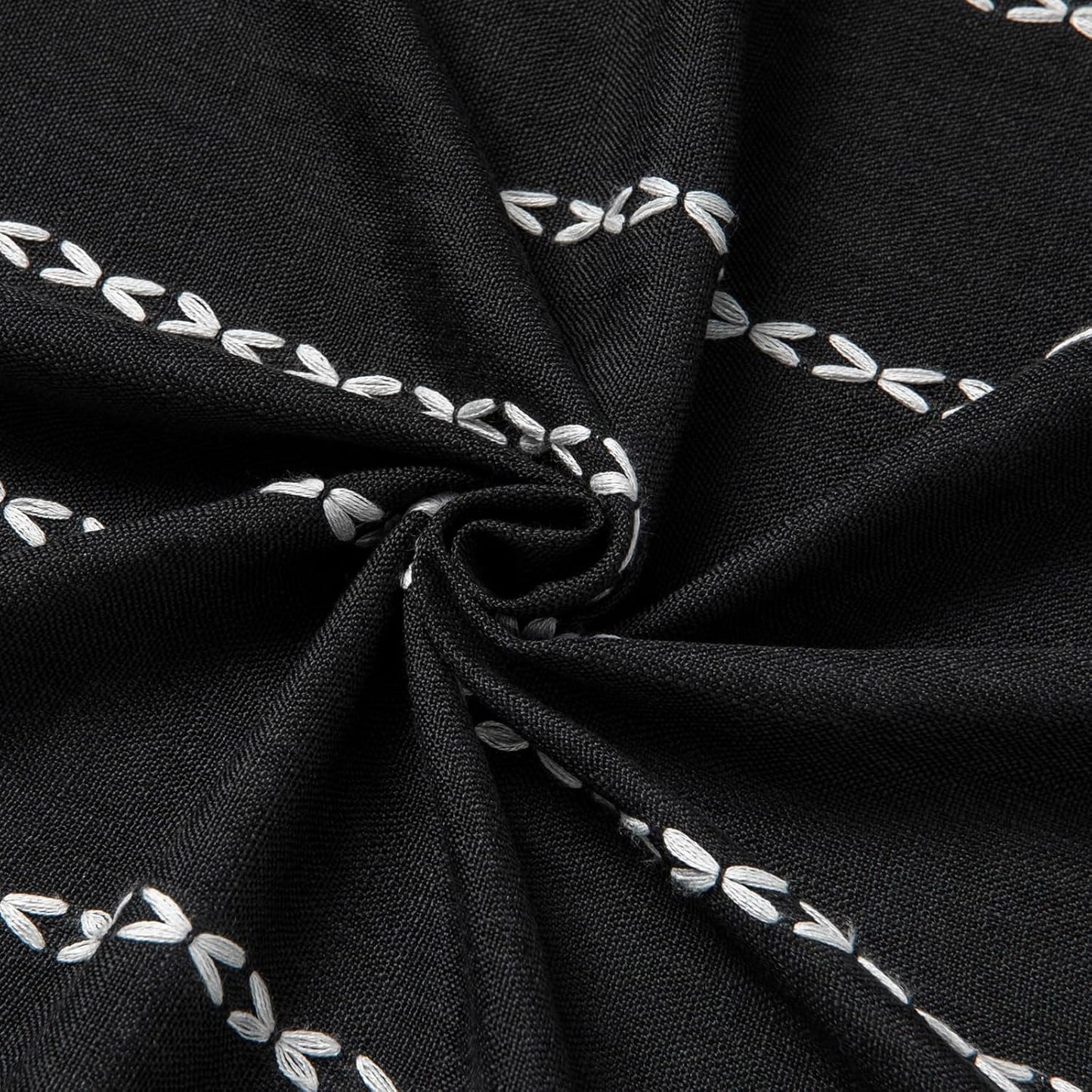 MitoVilla Boho Long Shower Curtain 72 x 78, Black Farmhouse 78 inch Long Polyester Linen Fabric Shower Curtains with Tassel for Chic Cottagecore French Rustic Bathroom Decor