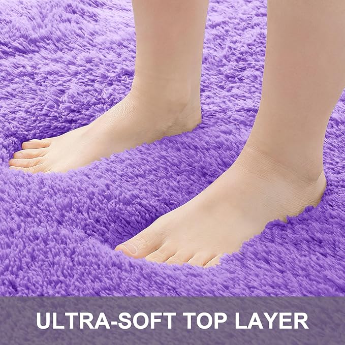 OLANLY 2x3 Machine Washable Small Bedside Rug, Soft Fluffy Shaggy Entryway Throw Rugs for Bedroom, Living Room, Indoor Floor Carpet for Kids Girls Boys, Nursery Rooms, Home Decor Aesthetic, Purple