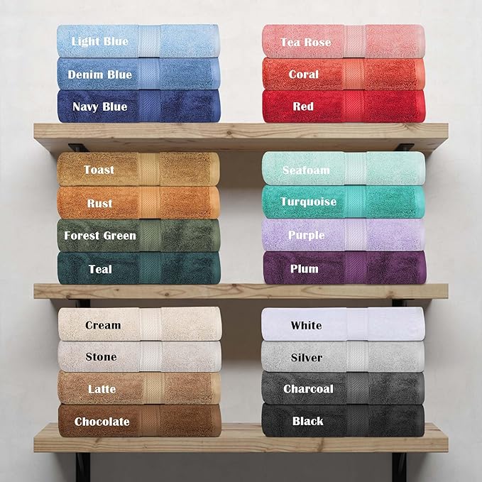 Superior Egyptian Cotton Pile Face Towel/Washcloth Set of 6, Ultra Soft Luxury Towels, Thick Plush Essentials, Absorbent Heavyweight, Guest Bath, Hotel, Spa, Home Bathroom, Shower Basics, Chocolate