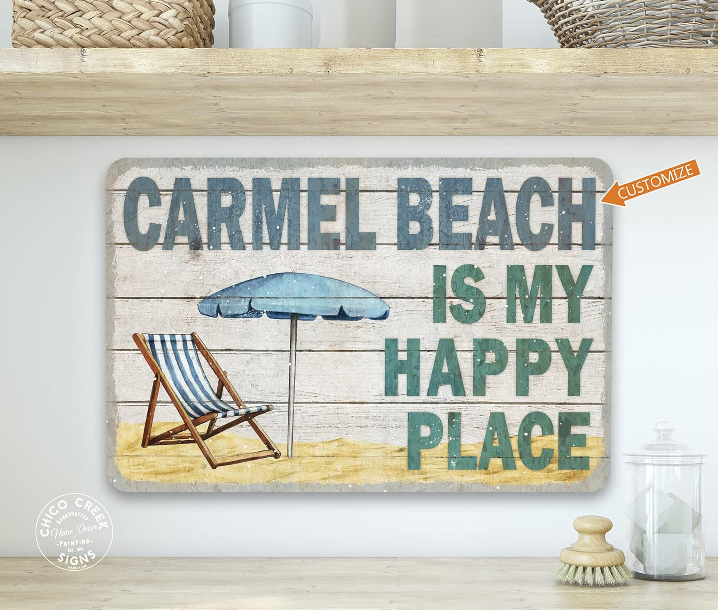 Custom This is My Happy Place Sign Personalized Décor Wall Art Beach Theme Seaside Venice Pismo 208122002019