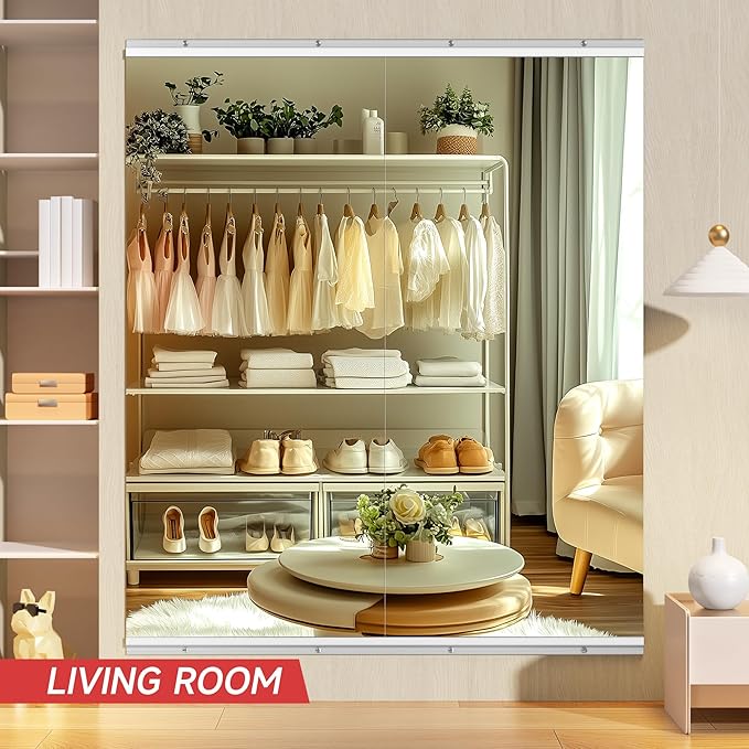 Home Gym Mirror, 63'' x 28'' x 2PCS, Large Full Body Mirror for Yoga, Frameless Tempered Glass, Wall Mounted for Home Gym, Garage, Bedroom, Bathroom