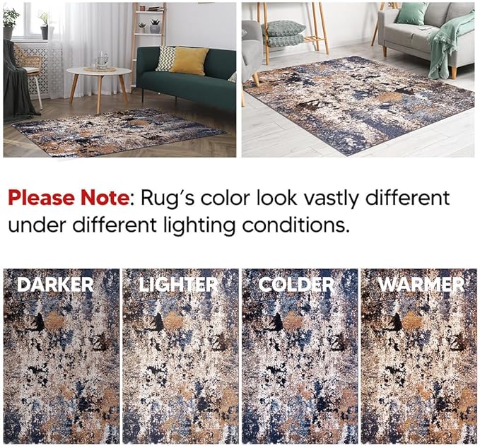 Keen Home Design Area Rugs - 6x9 Non-Shedding, Abstract Rugs for Kitchen, Living Room, Bedroom, Dining Room, Entryway - Size: 5'11" x 9'2", Multi