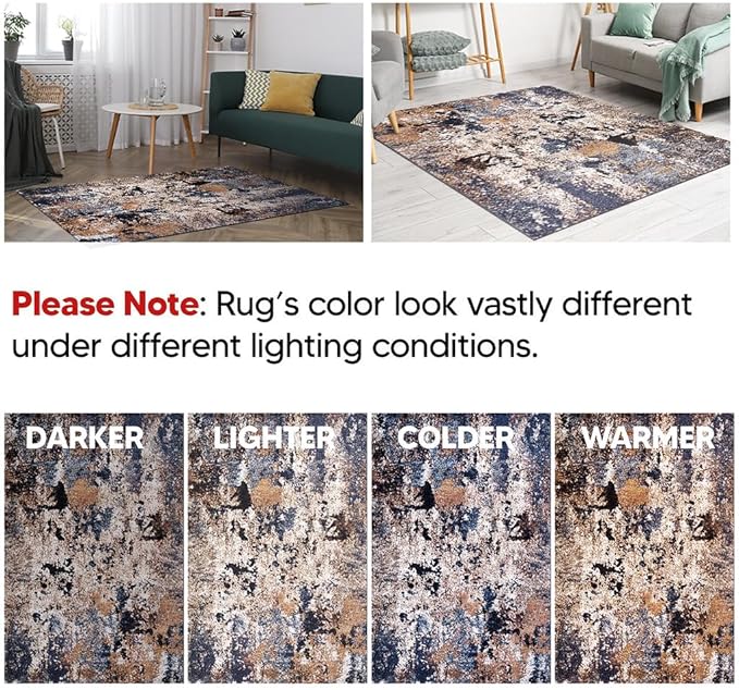 Keen Home Design Area Rugs - 3x5 Non-Shedding, Abstract Rugs for Kitchen, Living Room, Bedroom, Dining Room, Entryway - Size: 3' x 5', Multi