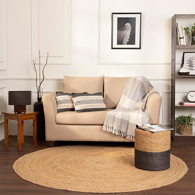 REDEARTH · Round Area Rug - 10 Feet Braided Natural Jute Rug- Artisan Made Reversible Boho Jute Rugs for Bedroom - Kitchen - Living Room - Farmhouse - Aesthetic Home Decor - Handmade Vintage Decor