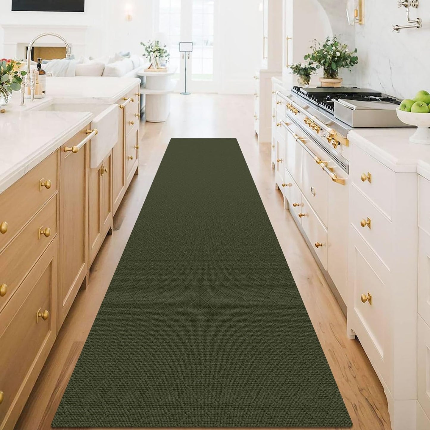 KOZYFLY Runner Rug 3x16 Ft Washable Runners for Hallways Non Slip Rubber Backed Kitchen Runners, Extra Long Entryway Runner Indoor, Floor Carpet for Hallway Kitchen Entryway, Dark Green