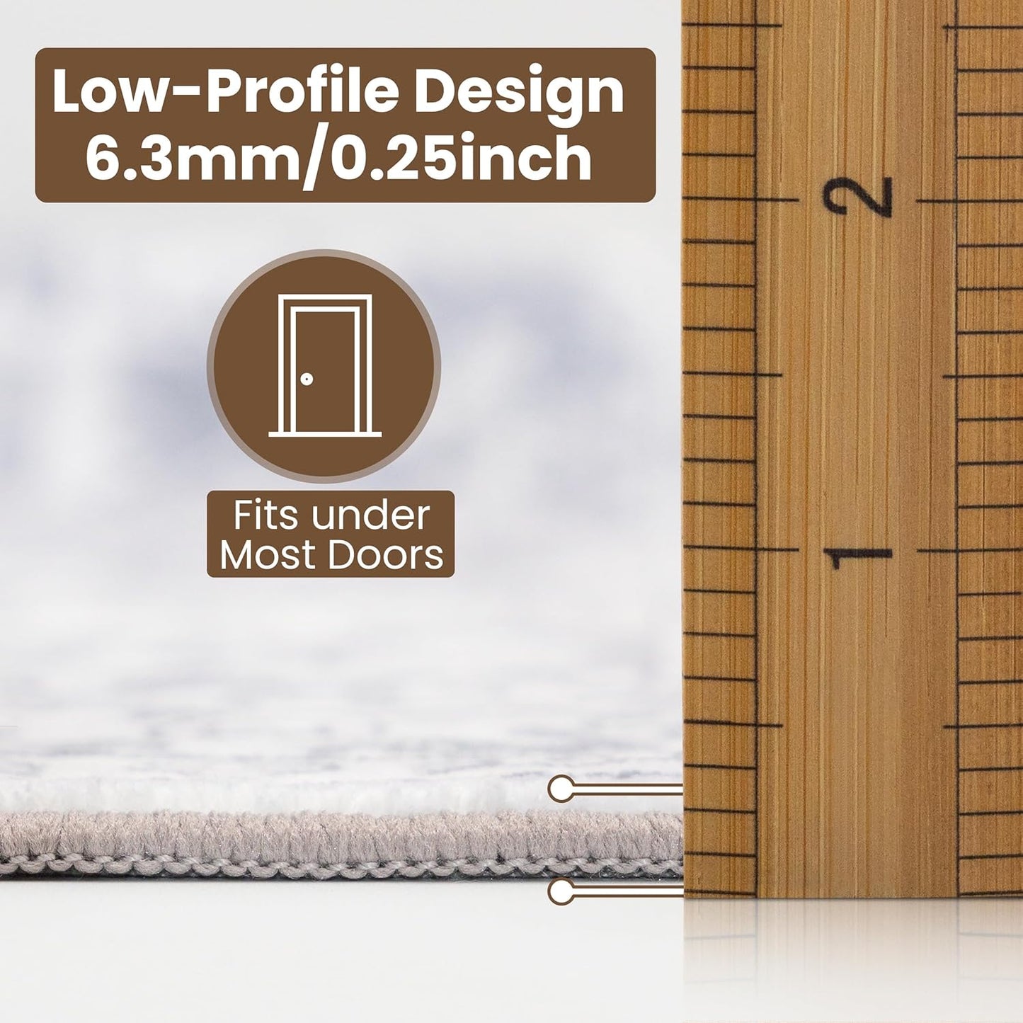 Washable Area Rug 5x8 | Non Slip Area Rug for Living Room, Bedrooms, Dining Room | Ultra-Soft Flannel Carpet Area with Rubber Backing (Glacier Grey, 5x8)