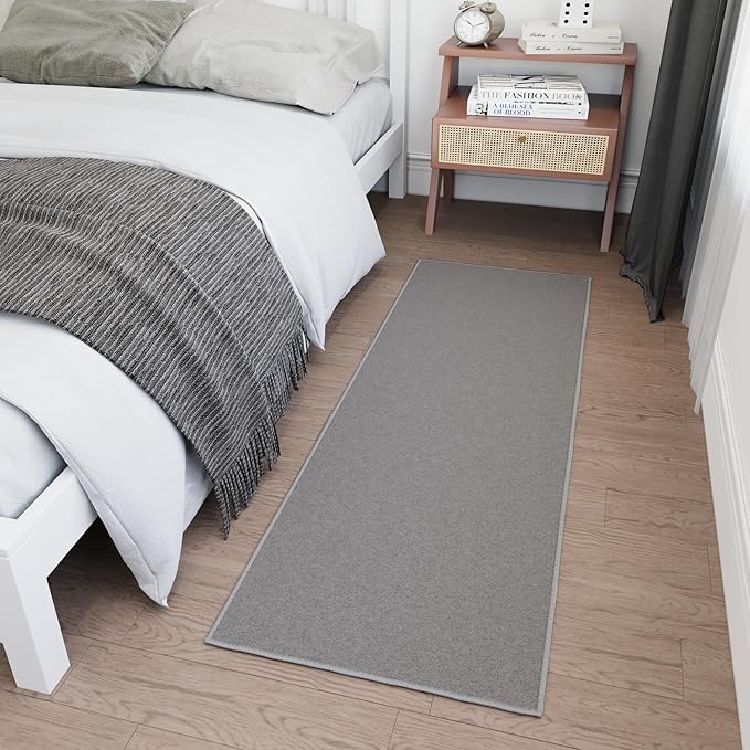 Ottomanson Hallway Runner Rug 2'2" x 6' Non Slip Solid Area Rugs Easy to Clean Laundry Rug Runner Durable & Pet Friendly Floor Carpet Runners for Hallways Entryway Living Room Kitchen, Gray