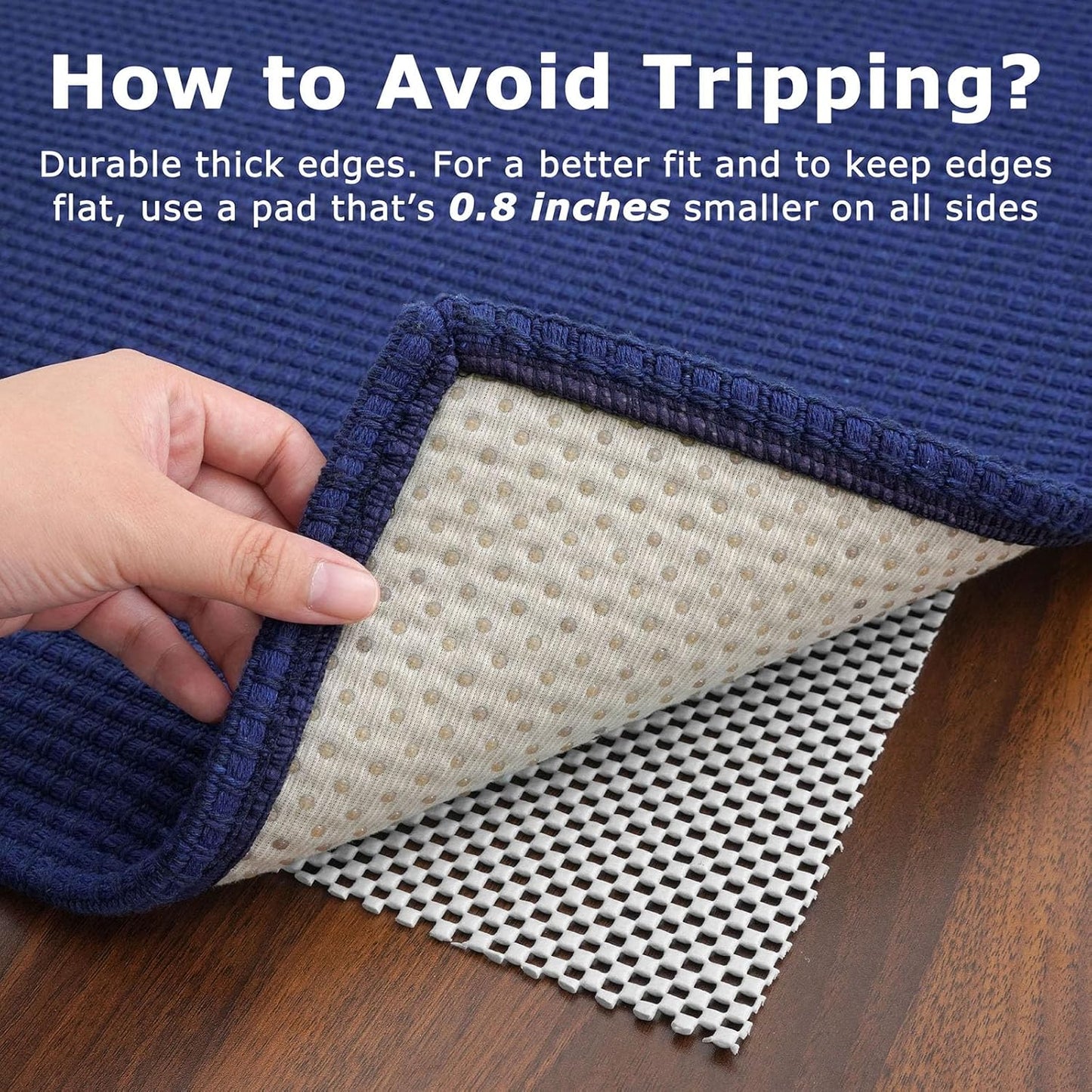 KOZYFLY Runners for Hallways 2.6x8 ft Washable Kitchen Runner Non Slip Rubber Backed Hall Runners Cotton Entryway Runner Rugs Floor Carpet for Indoor Backdoor Bedroom Kitchen, Royal Blue/Navy