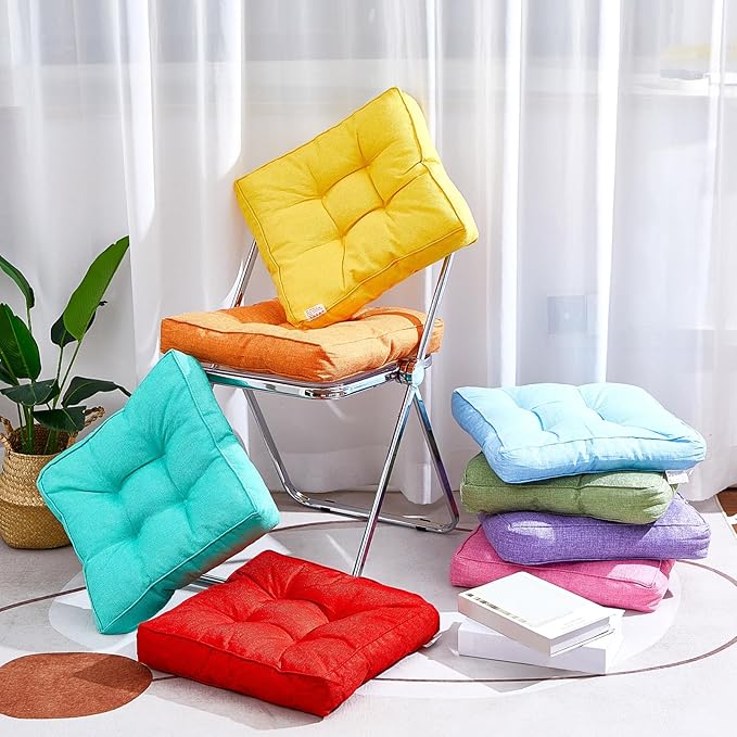 Juexica 8 Pcs Floor Cushions for Kids Floor Pillows Flexible Seating Cushions 3.5'' Thick Flexible Seating Classroom Furniture Meditation Seat Pillows for Home Nursery Yoga Decor(Rainbow Color,Square)