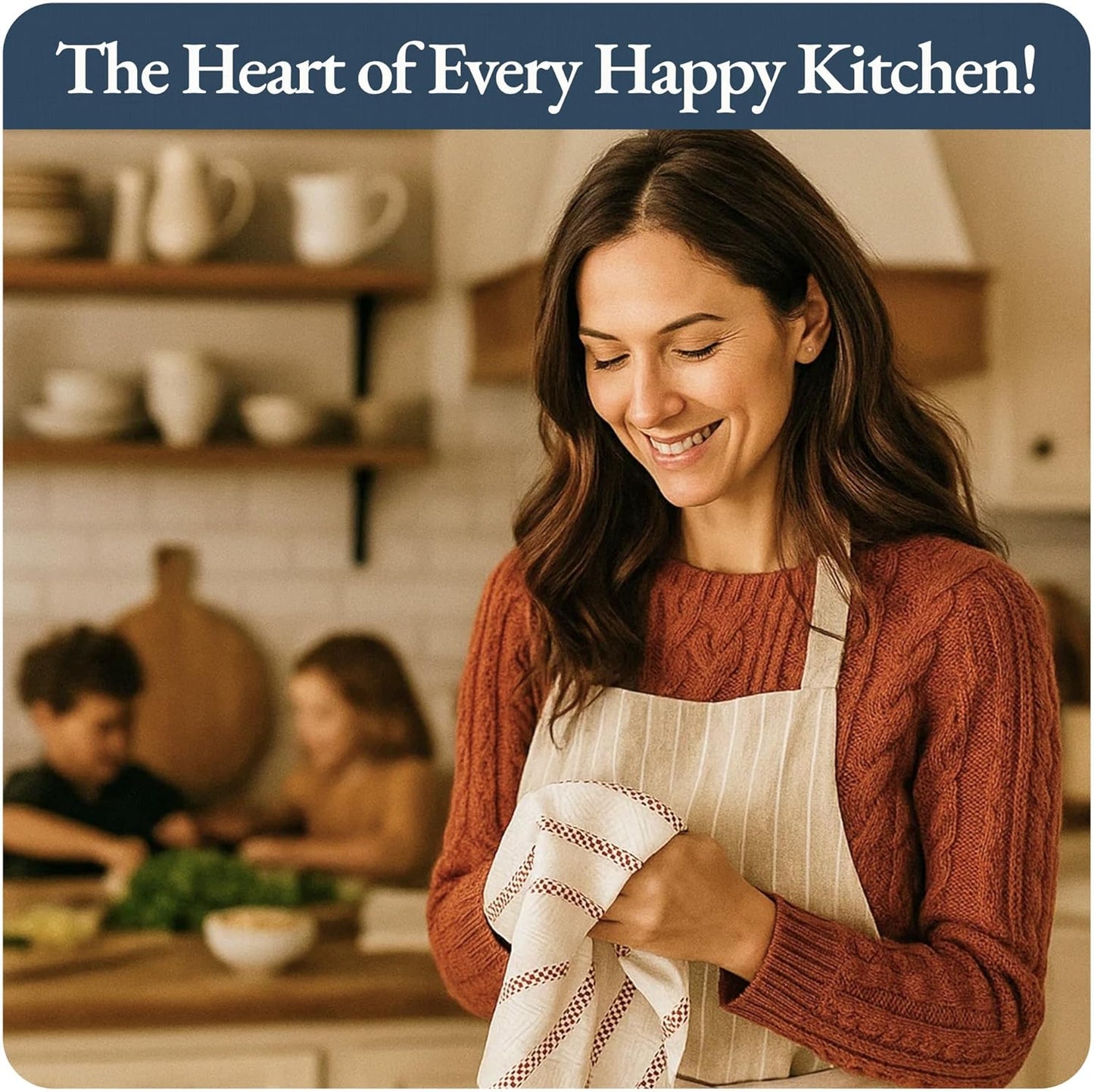 LANE LINEN Kitchen Towel Sets - Pack of 6 Cotton Dish Towels for Drying Dishes, 18”x 28”, Hand Towels, Absorbent Tea Towels, Quick Drying Kitchen Towels Set - Christmas Red