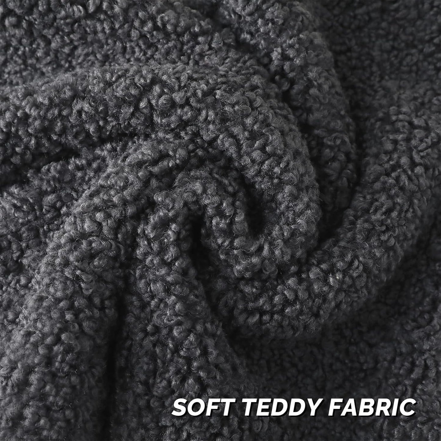 FUTEI Charcoal Throw Pillow Covers 16x16 Inch Set of 2,Furry Faux Fur Teddy Boucle Textured Cushion Covers,Soft Fluffy Decorative Pillow Case,Home Decor for Couch Bed Living Room Office Car