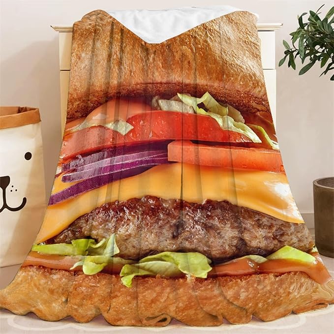 Hamburger Blanket Fleece Lightweight Throws Gift for Birthday Christmas Soft Flannel Blankets for All Season Bed Sofa Kid Size-40"x50"