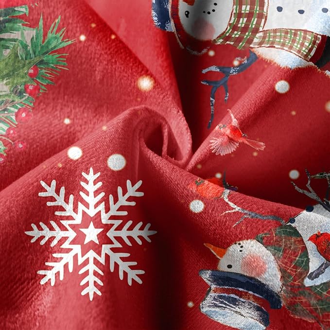 Snowman Christmas Tree Skirt 36 Inches, Red Backgrond Snowflake Pencil Tree Skirt, Winter Xmas Tree Mat Decorations for Home Party Holiday Decorations