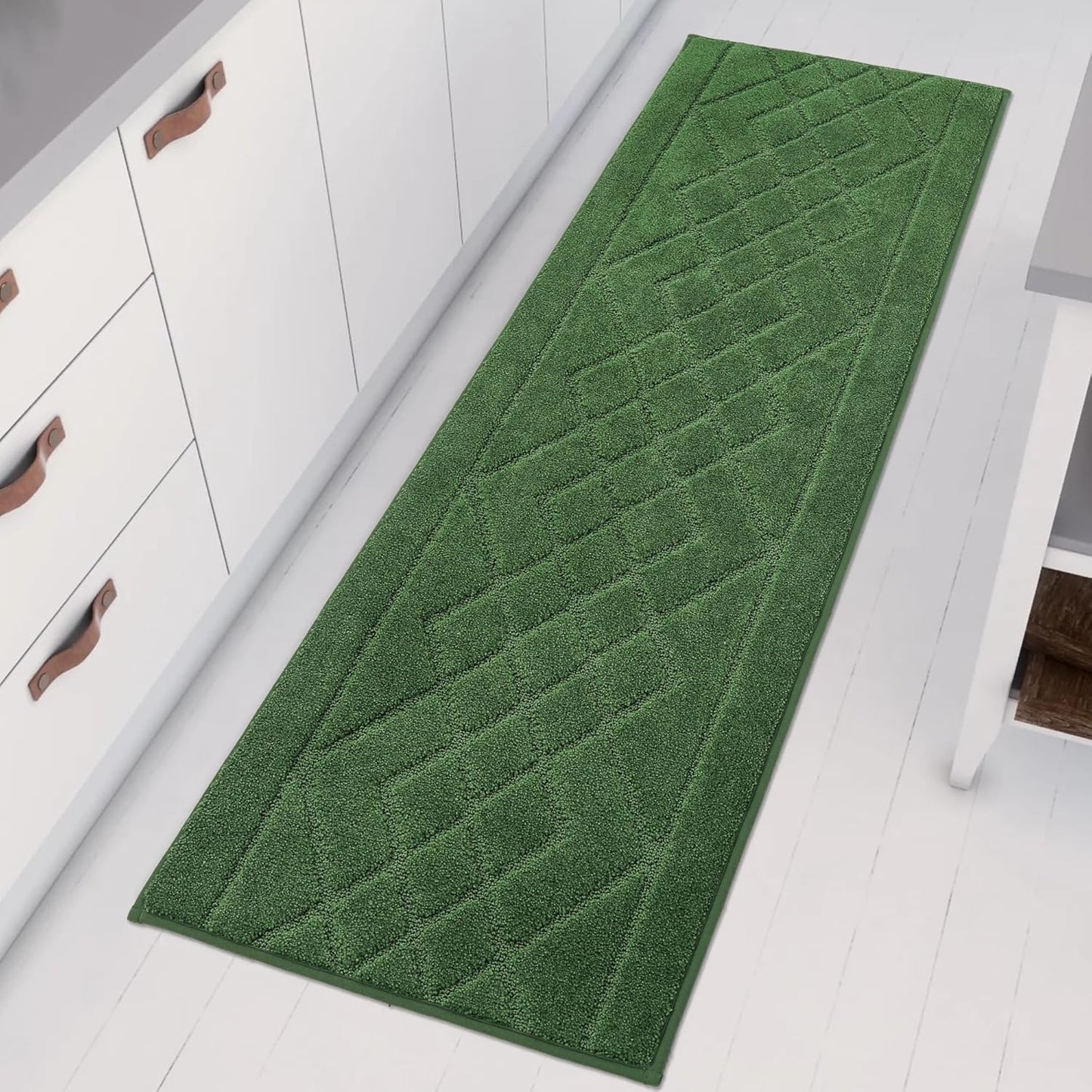 BEQHAUSE Kitchen Runner Rug 20”x59” Washable Non Slip Kitchen Mats for Floor Absorbent Soft Kitchen Rugs for Floor,Sink,Hallway,Laundry,Green