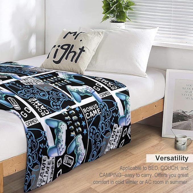 Throw Blanket for Teens Boys Girls and Adults Soft Warm Cozy Funny Midweight Food Flannel Blankets for Couch Sofa Bed Camping Travel Home Decor 50" X 60" (Games, Custom)