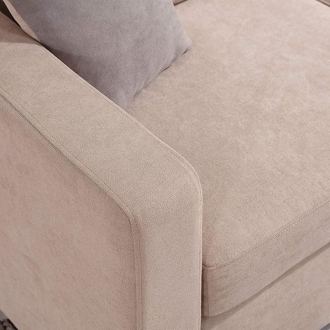 HONBAY L Shaped Couch with Linen Fabric,Convertible, Reversible Sectional Sofa for Small Space, Dark Beige