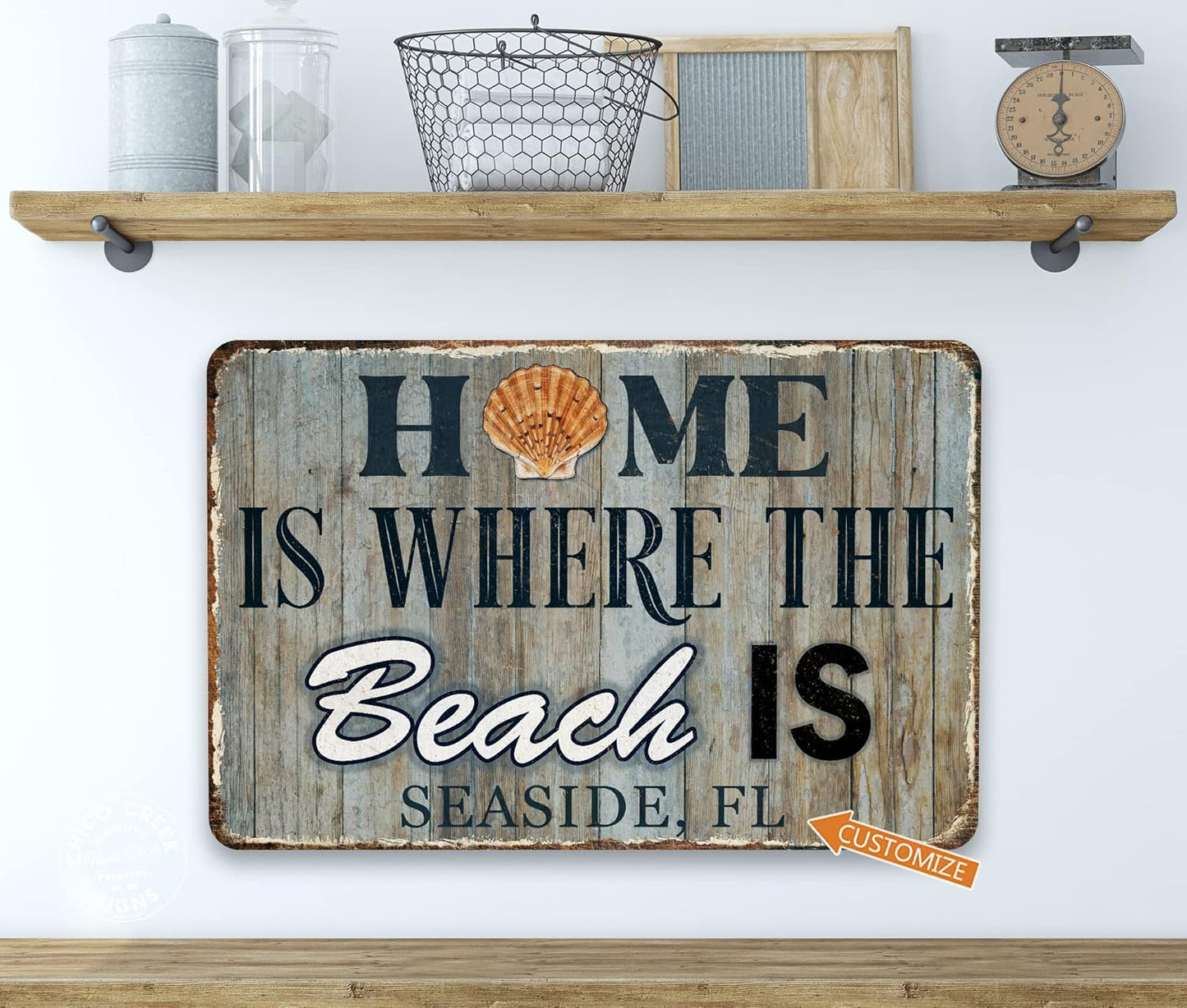 Custom Sign Home is Where The Beach Is Beachhouse Décor Summer Décor Beach Town Personalized Sign Your Text Here 108122002012