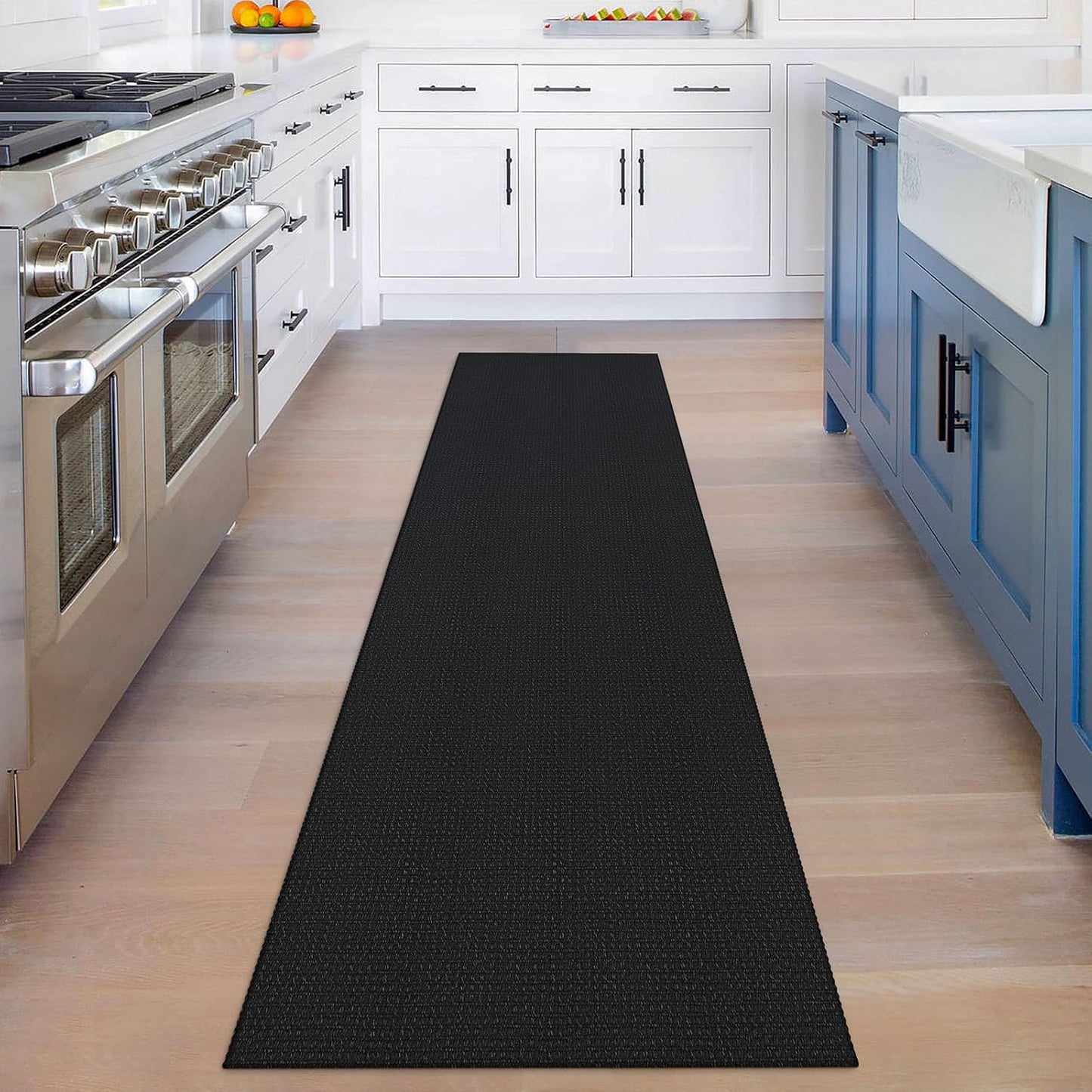 KOZYFLY Runners for Hallways 2x8 ft Washable Kitchen Runner Non Slip Rubber Backed Hall Runners Cotton Entryway Runner Rugs Floor Carpet for Indoor Backdoor Bedroom Kitchen, Black/Dark Grey