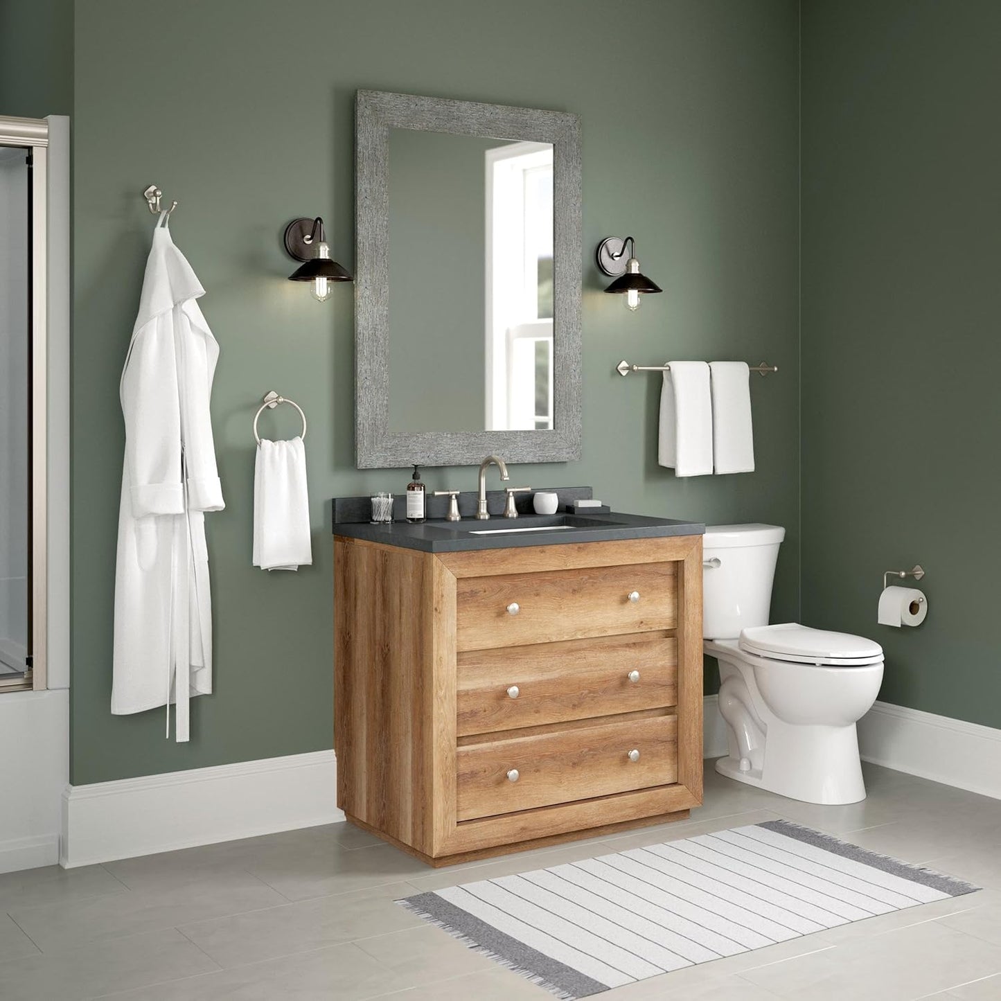 FRANKLIN BRASS Gainesville (1-Pack) Towel Hooks Satin Nickel Double Bathroom J Hooks Wall Mounted for Robes & Towels Hand Towel Hook Holder Kitchen, Bathroom Accessories GNV35-SN