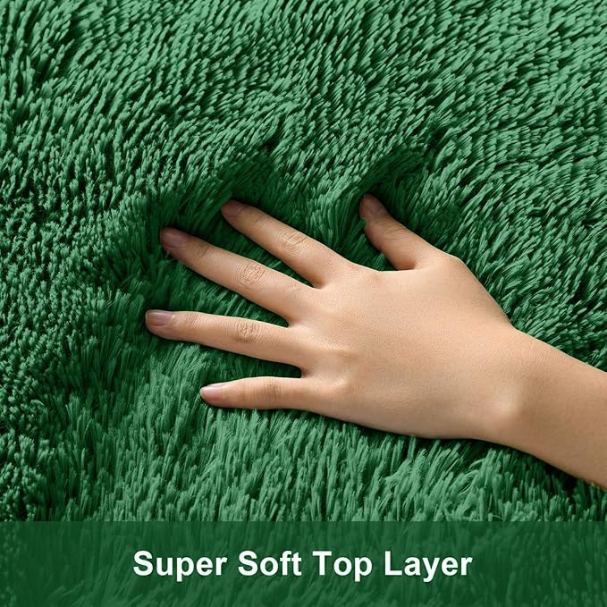 Ophanie Upgrade 4x6 Dark Green Rugs for Bedroom, Fluffy Soft Area Rug, Shaggy Non-Slip Indoor Floor Carpet for Living Room, Kids Baby Boys Teen Dorm Home Decor Aesthetic, Nursery