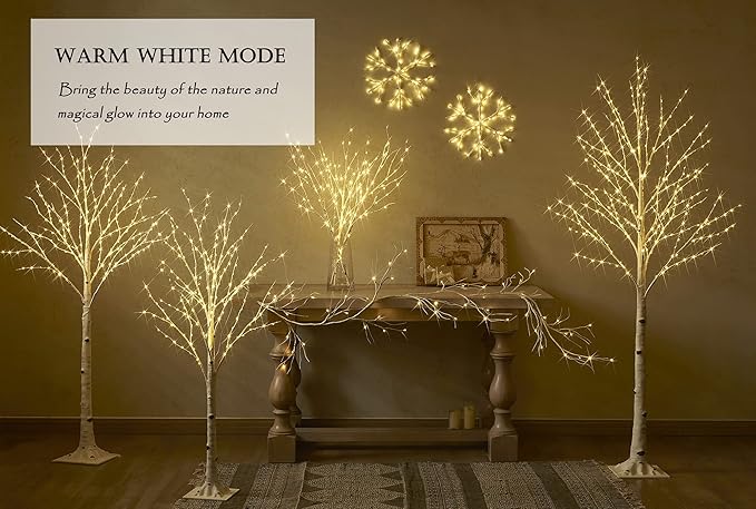 LITBLOOM Lighted Birch Garland Battery Operated with 8 Functions 48 Multi-Color and Warm White Lights, Pre-lit Twig Vine Lights 6FT for Home Bedroom Wall Mantle Decoration