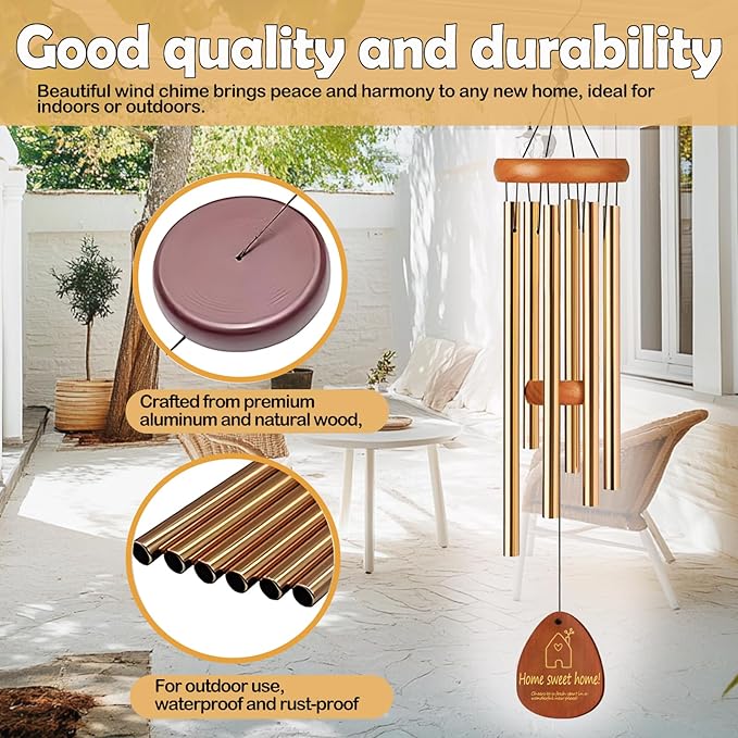 House Warming Gifts New Home,New Home Gift Ideas， Home Sweet Home，House Warming Gift，BestGifts for Housewarming，House Warming Gifts for Women or Men，26 Inch Wind Chimes
