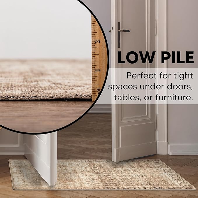 Keen Home Design 2x3 Rug - Machine Washable Entry Rug with Non-Slip Backing, Ideal for Enteryway, Kitchen, Bathroom, Laundry Room - Vintage, Easy Clean, Durable, Low Pile - (2' x 3')