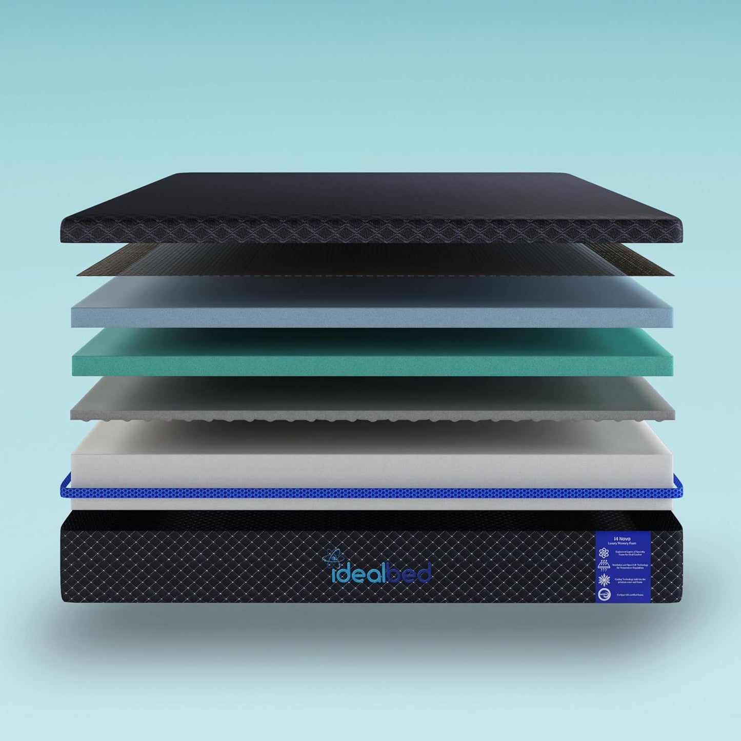 iDealBed G4 Nova Luxury Memory Foam Mattress, Back Aligning Support, Floating Pressure Relief Technology, Cooling Temperature Regulation Tech, Motion Isolation (Medium Soft, King)