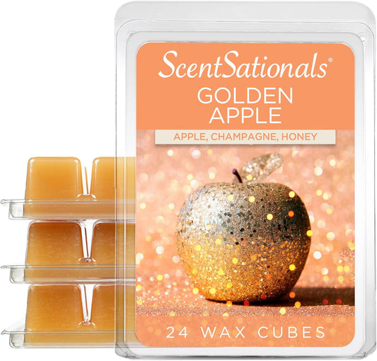 Scentsationals Wax Melts, Wax Cubes Strong Scent - Golden Apple - Long Lasting Scented Melts for Warmer, 10oz (24-Cubes)