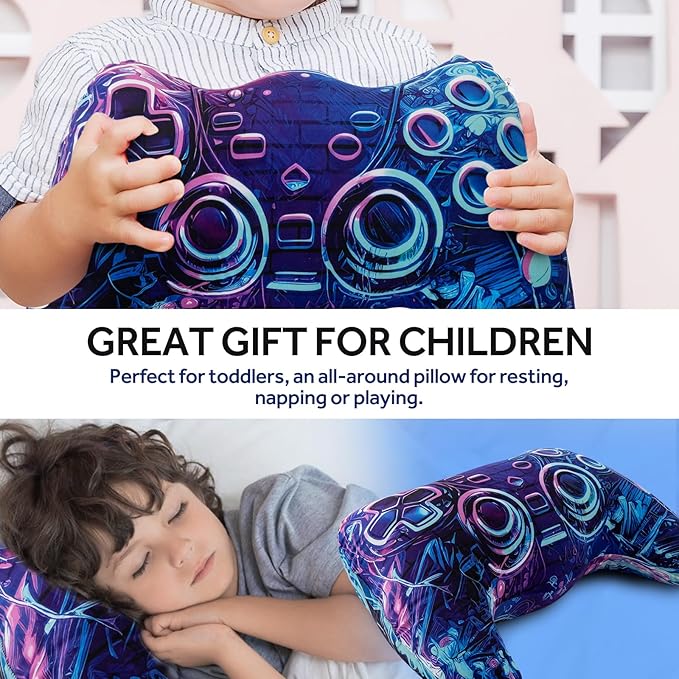 Meeting Story Game Controller Shaped Plush Throw Pillow Cushion for Boys and Girls Gamer Room Decoration for Sofa Couch/Computer Chair/Bed Gifts for Teen Boys Gaming Toy Pillow (Purple, Large)
