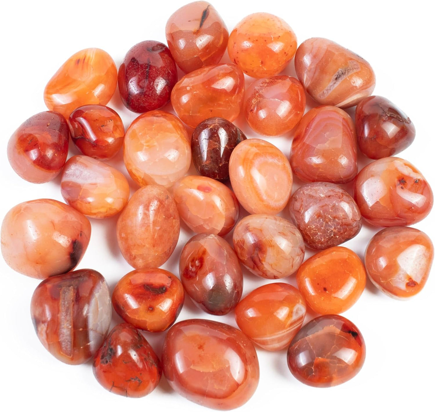Crocon 1LB Carnelian Tumbled Stones and Crystals Bulk 2000+ Carats Natural Crystal Kit for Reiki Healing Crystal Polished, Tumble Stones, Chakra Balancing, Gift, Home Decor Size : 20-25 mm