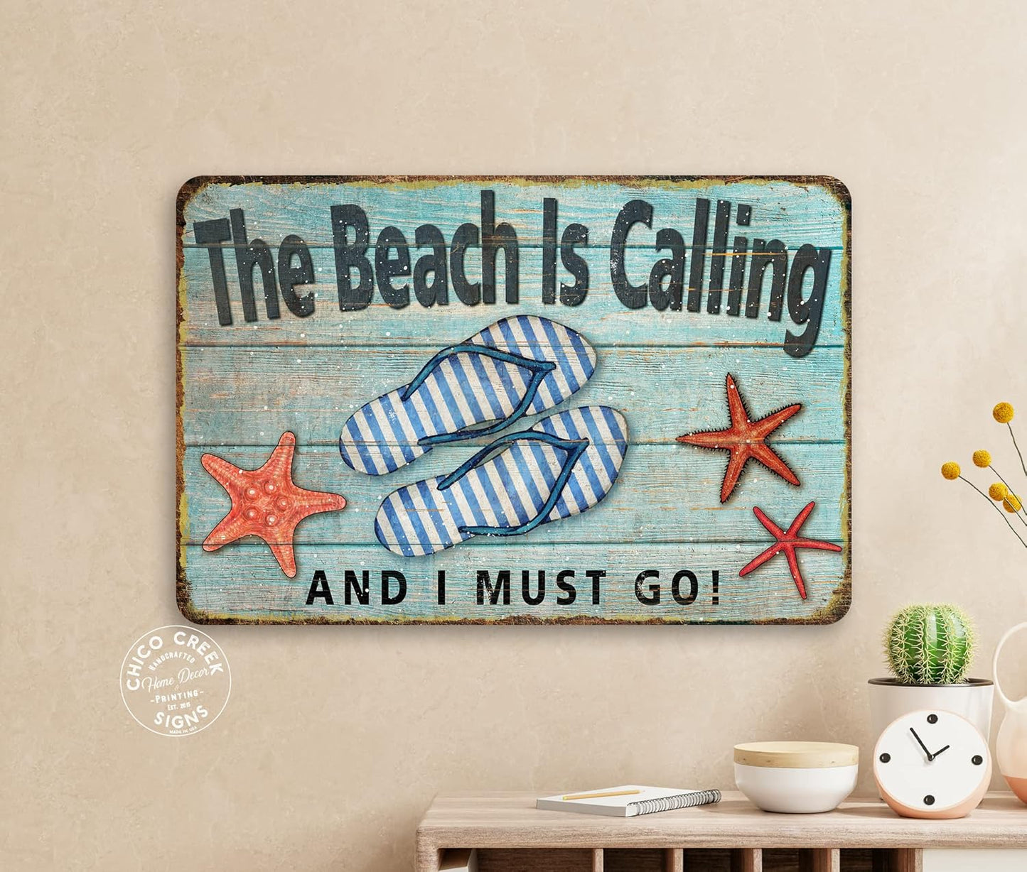 The Beach Is Calling Sign Beach Decor Ocean Decorations Nautical Signs Seashell Home Wall Gifts 8x12 208122001043
