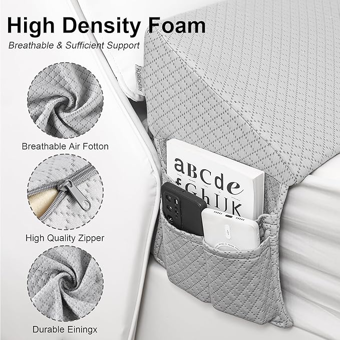 Full Bed Wedge Pillow Headboard Gap,Wedge Pillow Headboard/Bed Gap Filler,Fill The Gap (0-8") (Gray, 54"x10"x6")