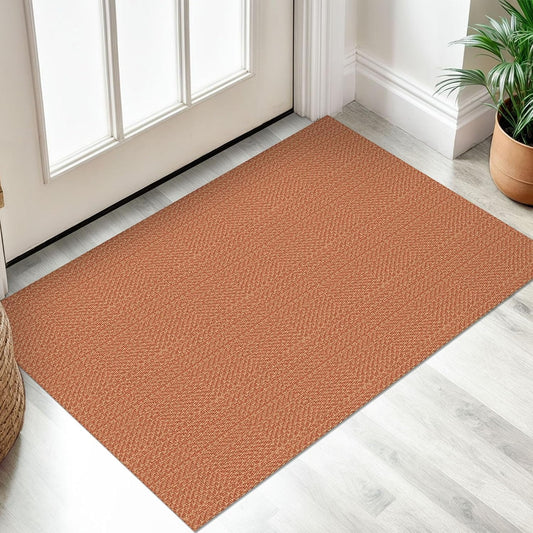 IOHOUZE Small Area Rug 2x3 Washable Woven Rugs for Entryway Non Slip Rubber Backed Front Door Rugs Indoor Doormat Throw Rug Floor Carpet for Entrance Kitchen, Rustic Orange