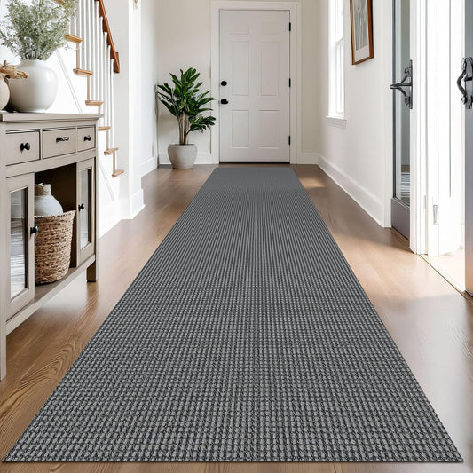IOHOUZE Washable Exrea Long Hallway Runner Rug 3x14 Non Slip Rubber Backed Kitchen Runner Entryway Runner Indoor, Woven Rugs Floor Carpet for Kitchen Hall Entryway Stair,Dark Grey