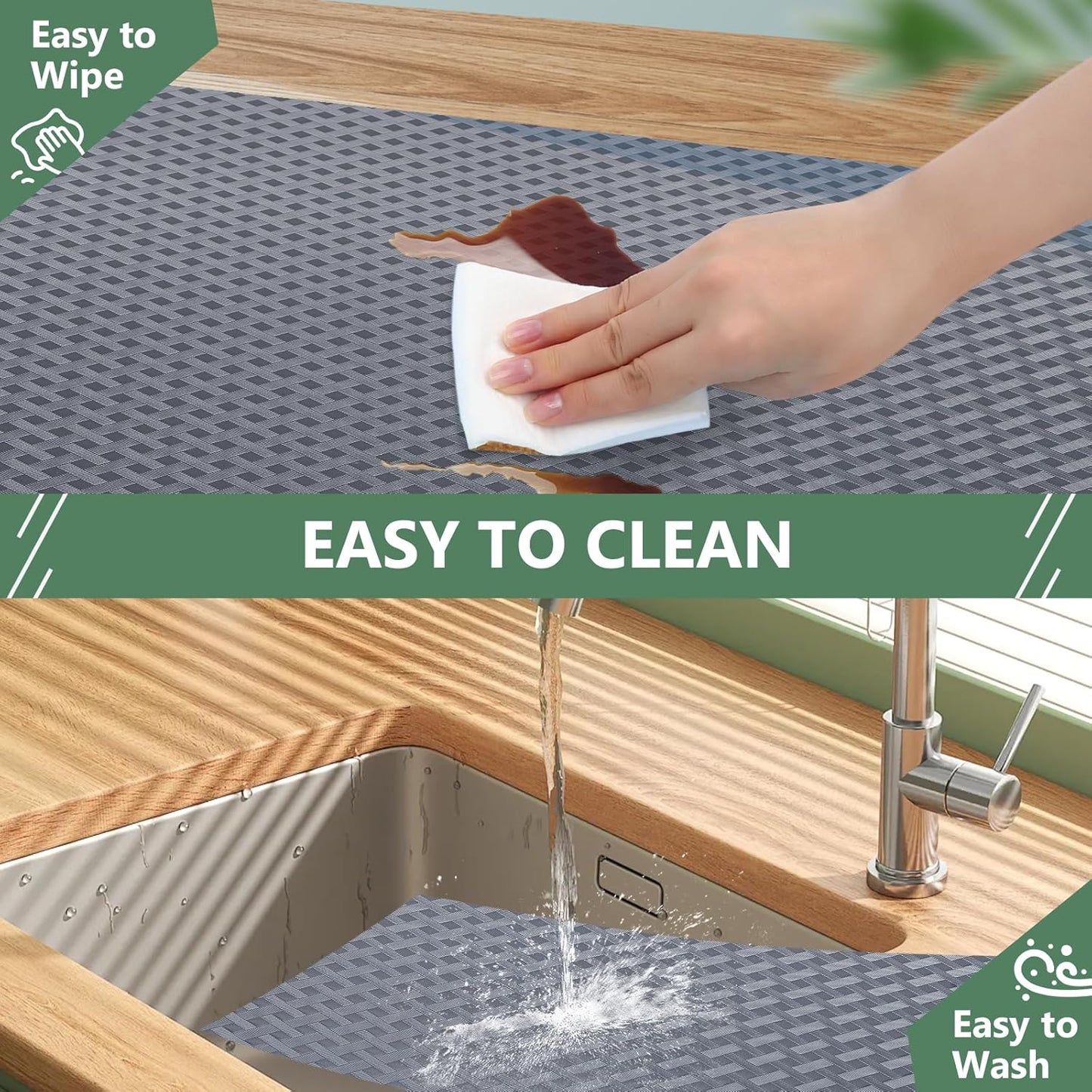 Shelf Liners, Non-Adhesive Drawer Liner, Waterproof & Oil-Proof Kitchen Cabinet Cupboard Liner Plastic EVA Material BPA Free Fridge Liner Mats Paper Protector for Shelves (Grey/20in x 240in)