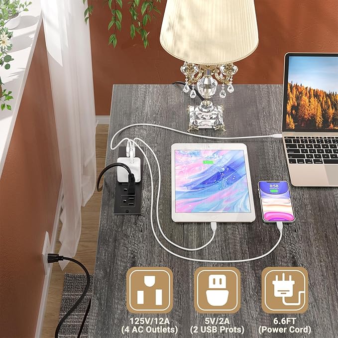 Unikito L Shaped Desk with Drawers, 60 Inch Corner Computer Desks with USB Charging Port and Power Outlet, Large 2 Person Home Office Table with File Cabinet, Black Oak