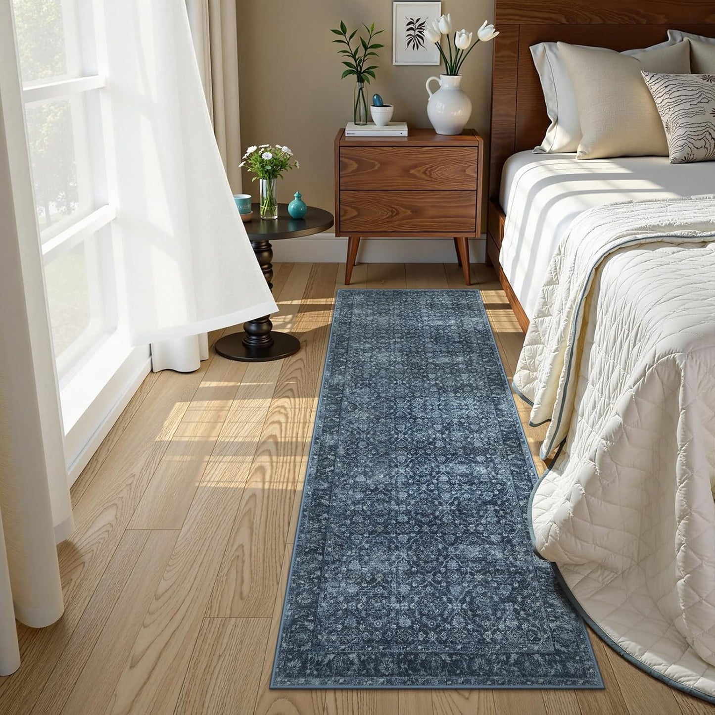 Navy Blue Runner for Hallway, 2x6 Washable Kitchen Runner Rug Non Skid Washable,Soft Runners for Entryway Bedroom, Low Pile Carpet Runners for Entry Bathroom Bedside (2'x6',Blue)