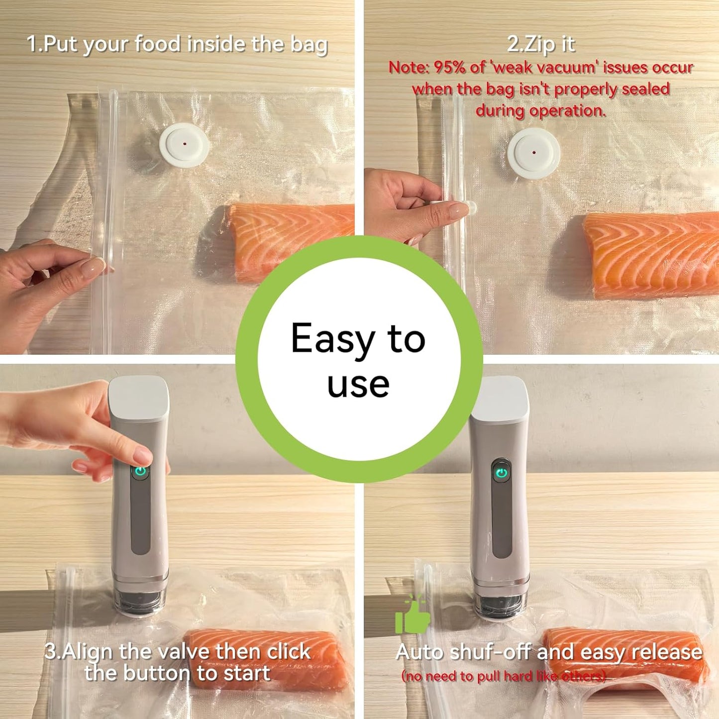 15 Pcs 12”x13” Reusable Vacuum Sealer Freezer Bags with Air Valve for Food Storage and Preservation, for Leftover Save, Meal Prep, Sous Vide Cook, Outdoor BBQ. BPA Free, Dishwasher Safe Microwavable