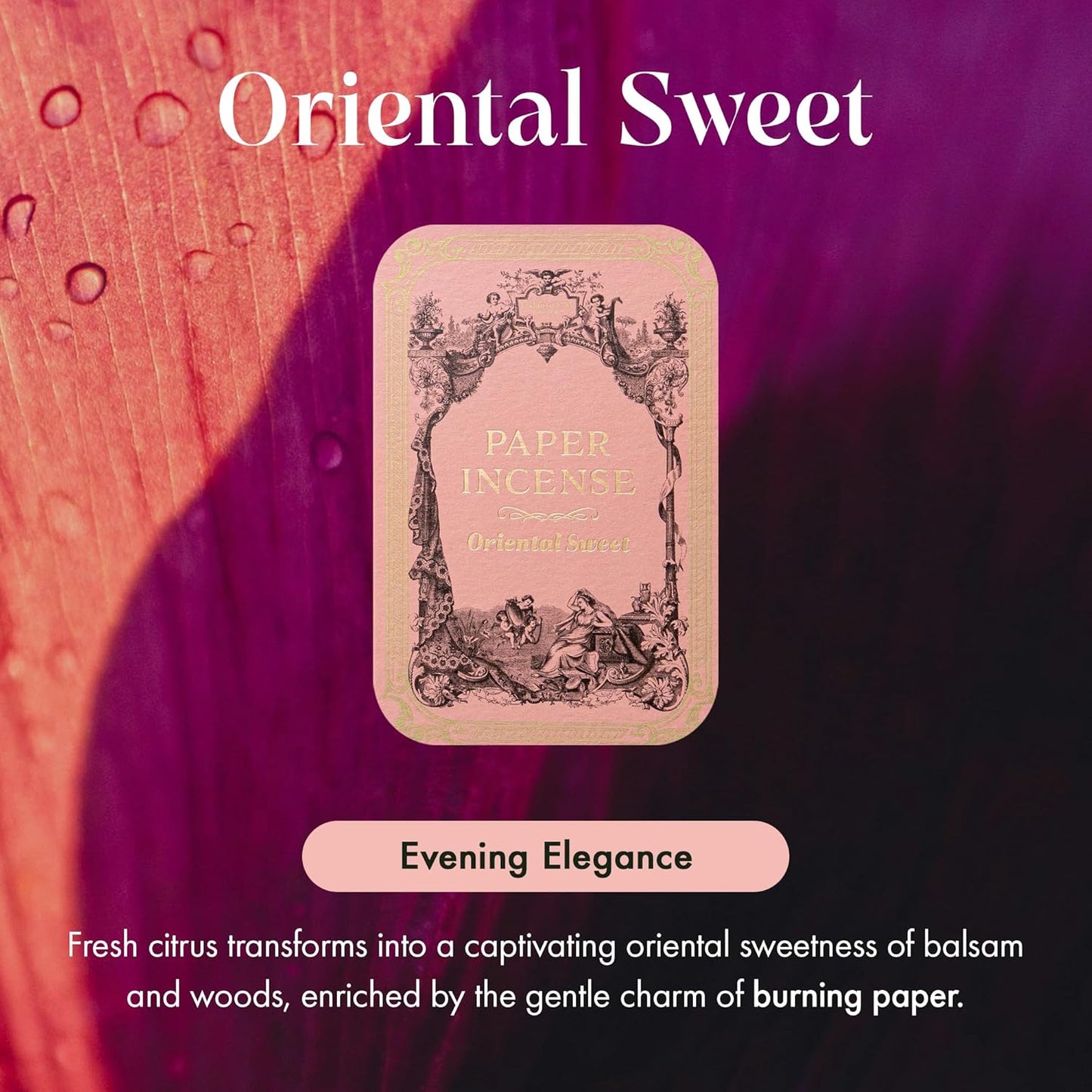 Paper Incense - 48pcs with Vintage Tin Case, Burning Papers Infused with Natural Essential Oils, Quick Usage & Long-Lasting Fragrance, Eliminating Bathroom, Kitchen, Pet Odors - Oriental Sweet