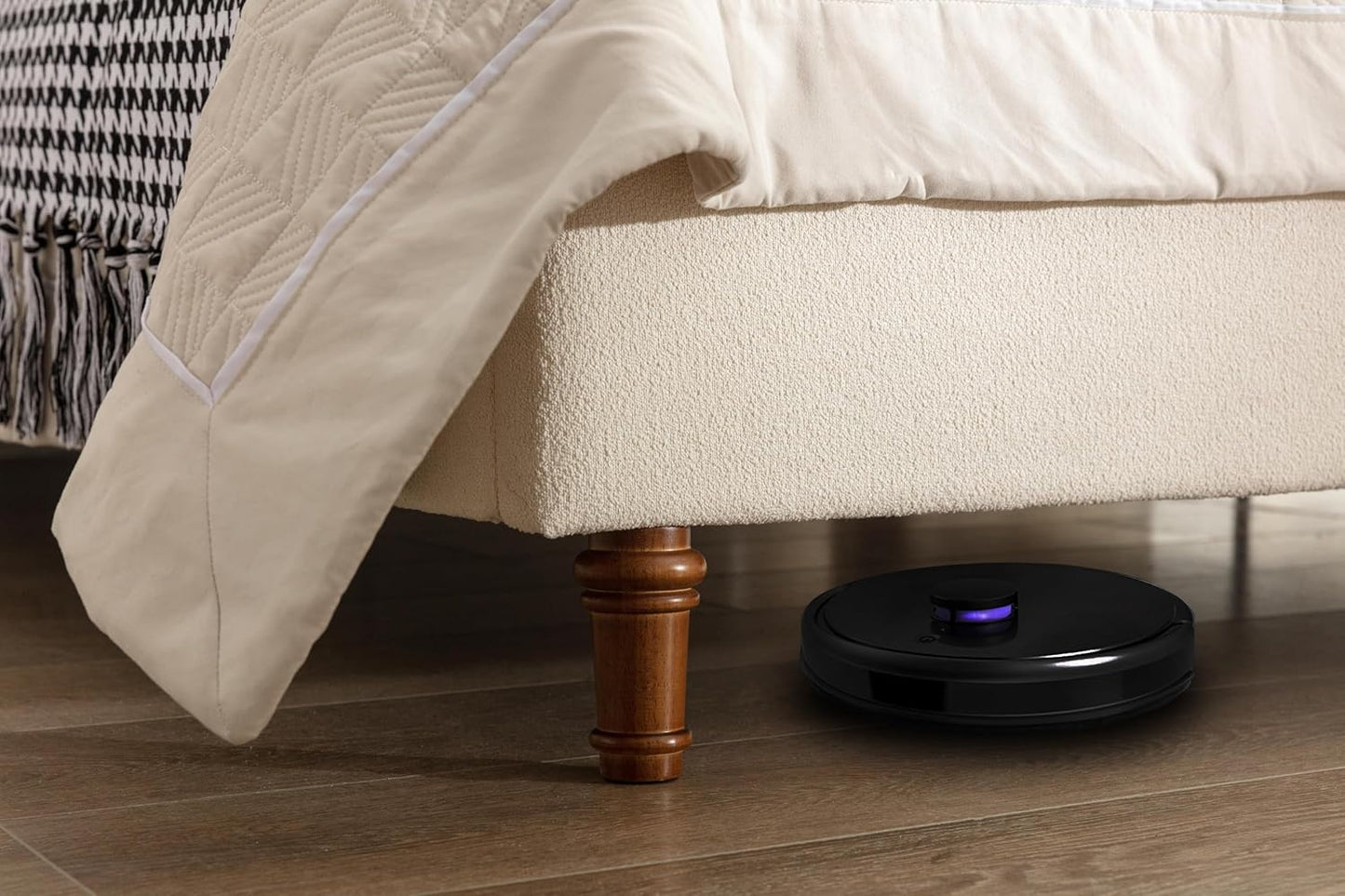 King 54" Tall Headboard Wingback Upholstered Platform Bed Frame Elegant Simplicity Boucle for Kids Teens Adults Bedroom Strong Wood Slats Support No Box Spring Needed Easy Assembly Ivory