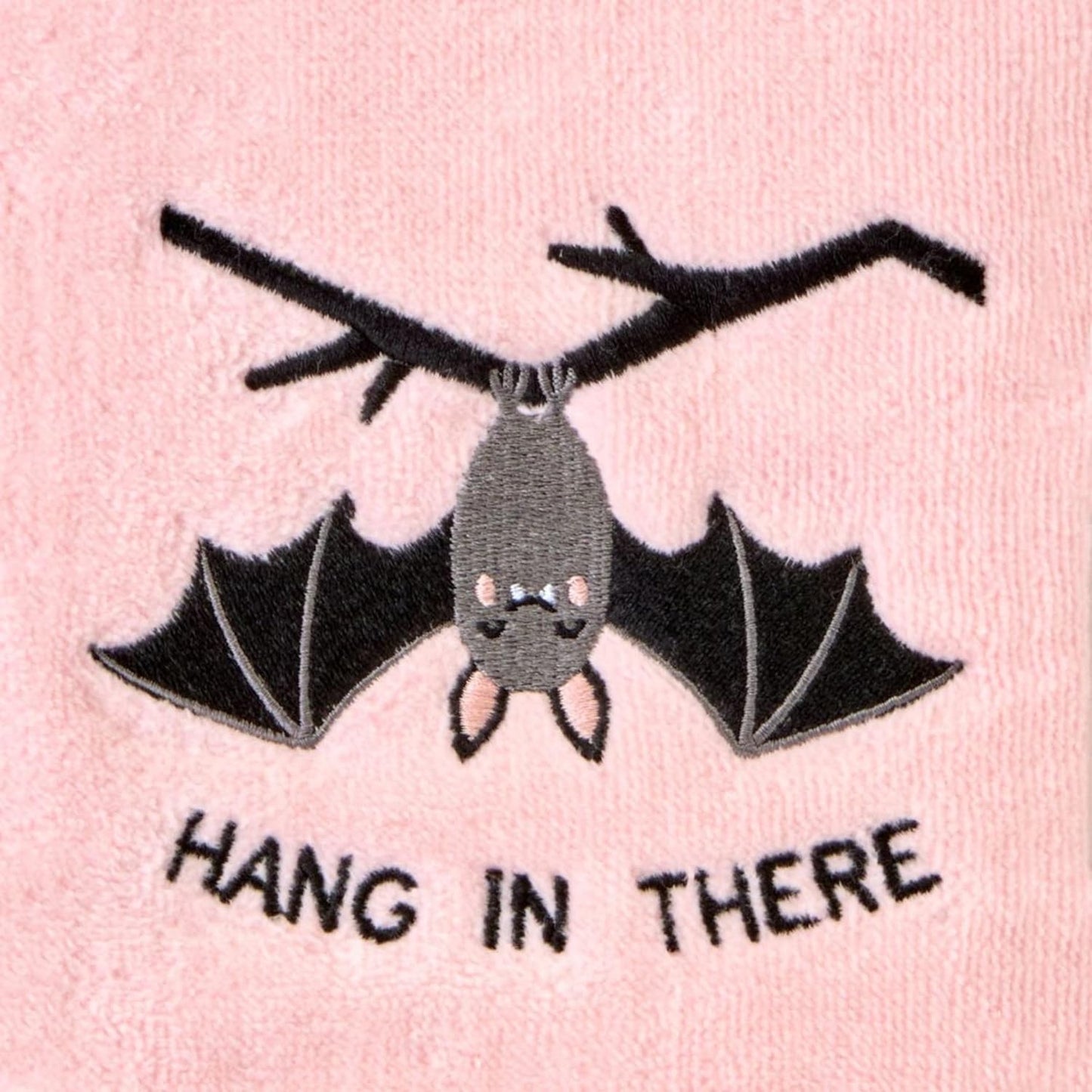 SKL Home Halloween Hang in There Bat 100% Cotton Embroidered 2pc Hand Towel Set, Decorative for Bath/Kitchen/Bar & Gift, Pink