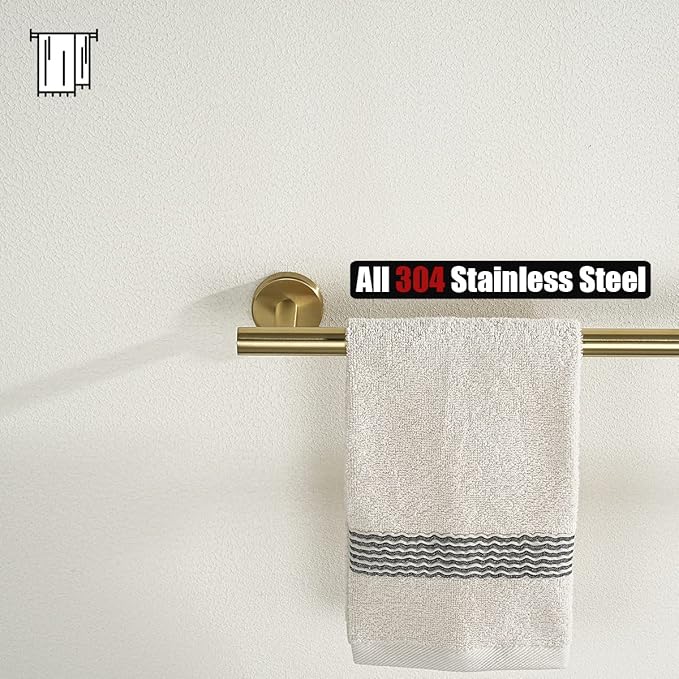 JQK Gold Towel Bar, 30 Inch 304 Stainless Steel Thicken 0.8mm Towel Rack Bathroom, Towel Holder Brushed Golden Wall Mount, Useable Length 27 Inch, TB110L27-BG