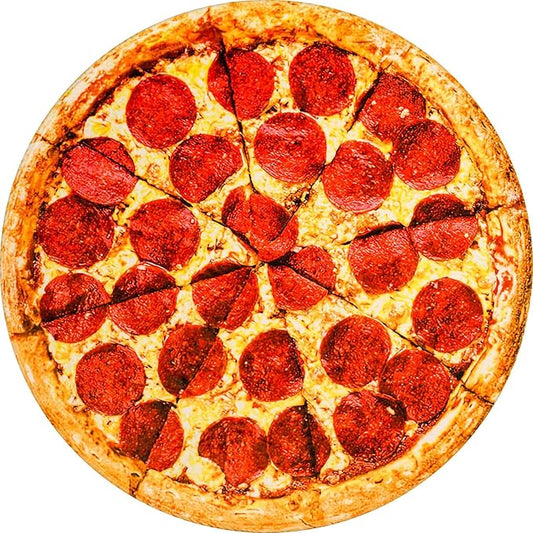 Vessia Pizza Printed Throw Blanket, Realistic Funny Round Food Blanket for Adults and Kids, 300GSM Novelty Pepperoni Pizza Throw for Couch, Sofa, Bed, Fun Home Decor for All Seasons(60 inches)