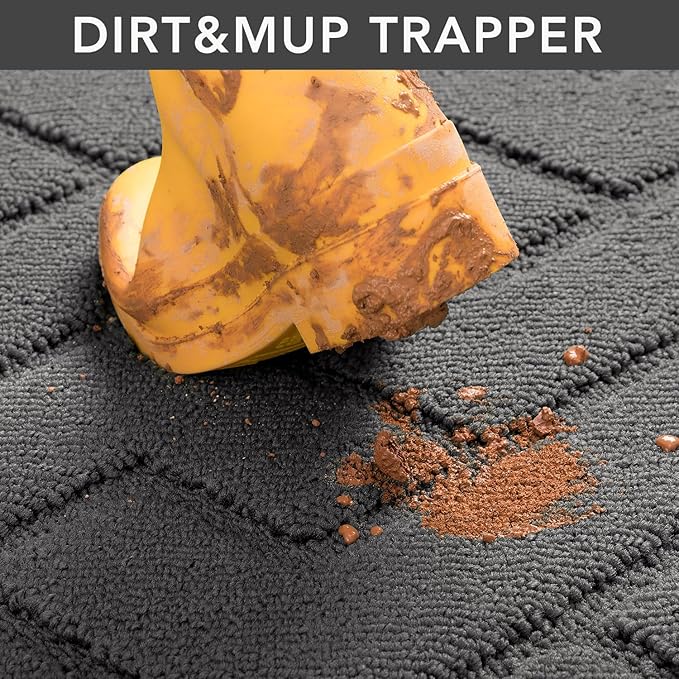 hicorfe Indoor Doormat, Odor-Free Door mat, Non Slip Door Mats 20"x31.5" Absorbent Resist Dirt Entrance Inside Floor Mats for Entryway Washable Low-Profile (Grey)